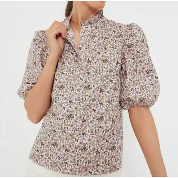 Hyacinth House by Tuckernuck Blush Floral Florence Blouse Shirt XXS Peasant NWT - Picture 5 of 9